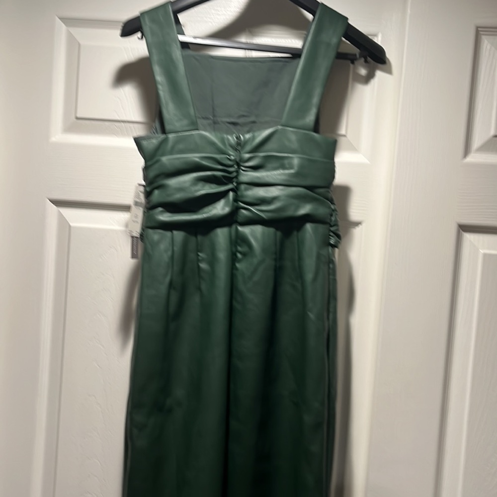 Anthropologie green leather dress size 2P - Picture 4 of 5